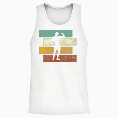 Body Building Retro Unisex Tank Top - White