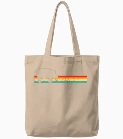 Pig Retro Tote Bags - Natural