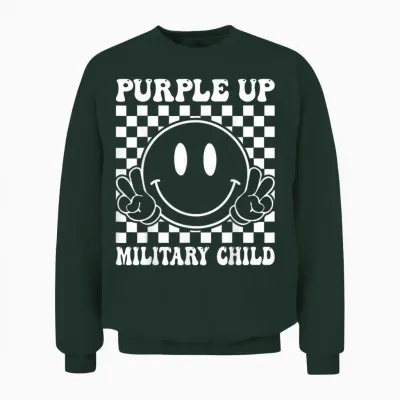 Purple Up for Military Kids Groovy Military Child Month Unisex Sweatshirt - Forest