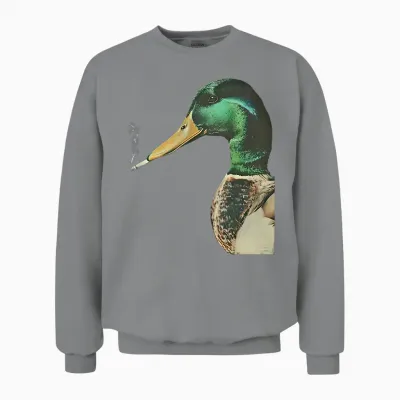 Mallard Smoking Cigarette Meme Funny Mallard Duck Hunting Unisex Sweatshirt - Sport Grey