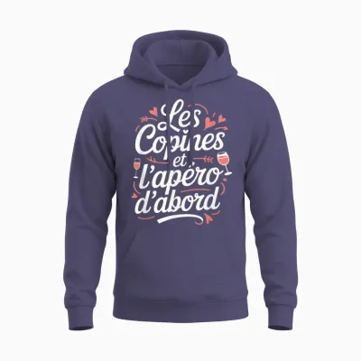 Women's Aperitif Humour Girlfriends and the Aperitif First Unisex Hoodie - Heather Sport Dark Navy