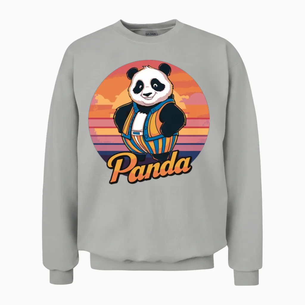 Funny Panda Retro Vintage Unisex Sweatshirt - Ash