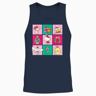 Hello Sanrio Friends Christmas Time Unisex Tank Top - Navy