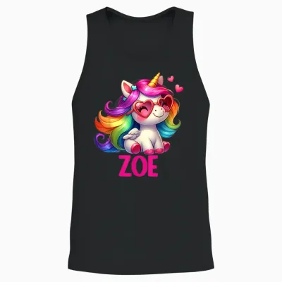 Design Personnalisé Avec Nom De Licorne Zoe Unisex Tank Top - Black