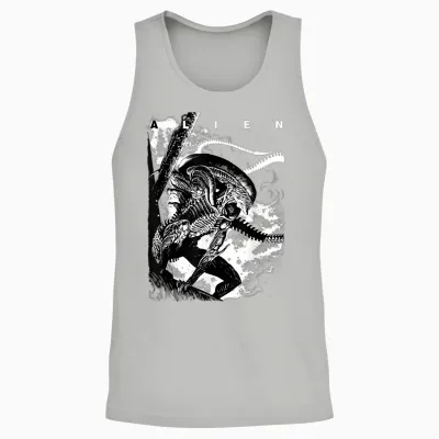Aliens Iconic Epic Xenomorph in the Dark Big Chest Unisex Tank Top - Ash