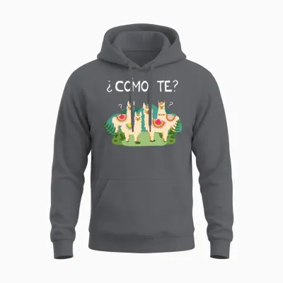 Funny Spanish Como Te Llama Llama Unisex Hoodie - Charcoal