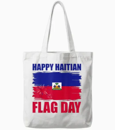 Fireworks Happy Haitian Flag Day Haiti Pride Men Women Tote Bags - White