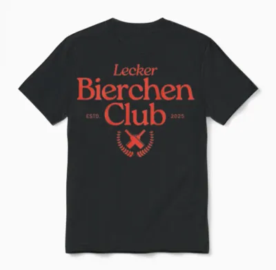 Lecker Bierchen Club Retro Team Malle Daydrinking Backprint Unisex T-Shirt - Black