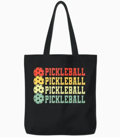 Retro Style Pickleball Tote Bags - Black