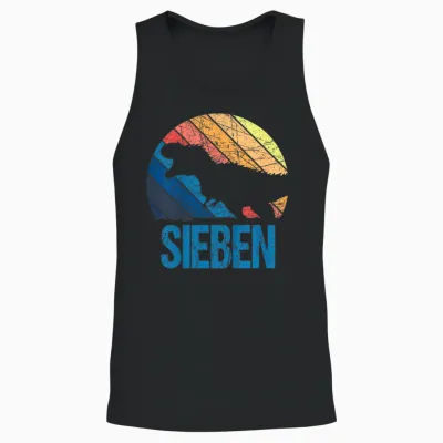 Dino 7 Jahre | Dinosaurier | 7. Geburtstag Junge Dino-Fan Unisex Tank Top - Black