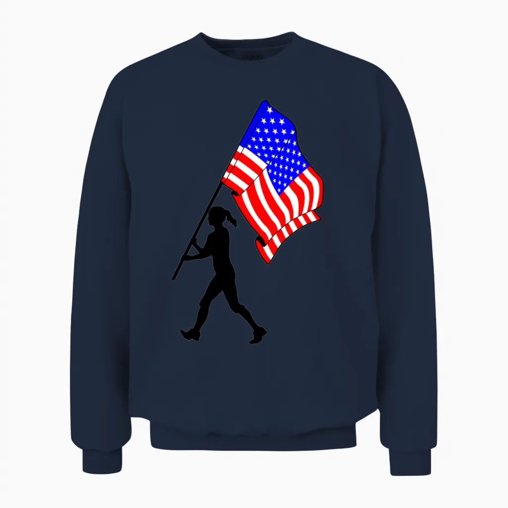 Flagbearer Usa Woman - Patriotic & 4th of July Unisex Sweatshirt in Navy