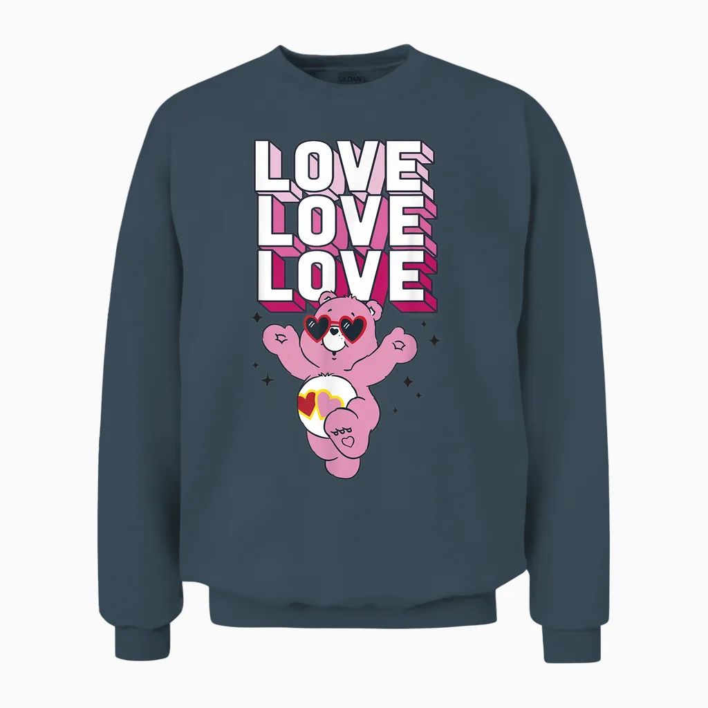 Care Bears Valentine's Day Love-A-Lot Bear Pop Love Stack T-Shirt, Grey, S Unisex Sweatshirt in Dark Heather