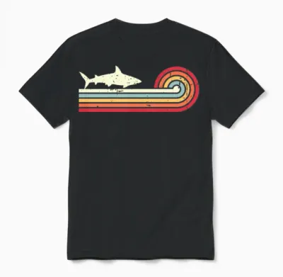 Vintage Retro Shark Silhuette Unisex T-Shirt - Black