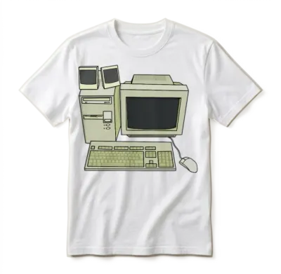 Retro Computer Desk Setup Unisex T-Shirt - White