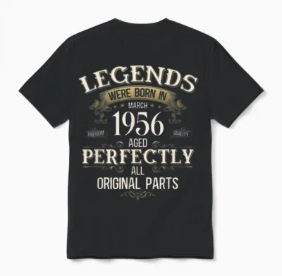 70 Ans Anniversaire Homme Cadeau Mars 1956 Vintage Unisex T-Shirt - Black