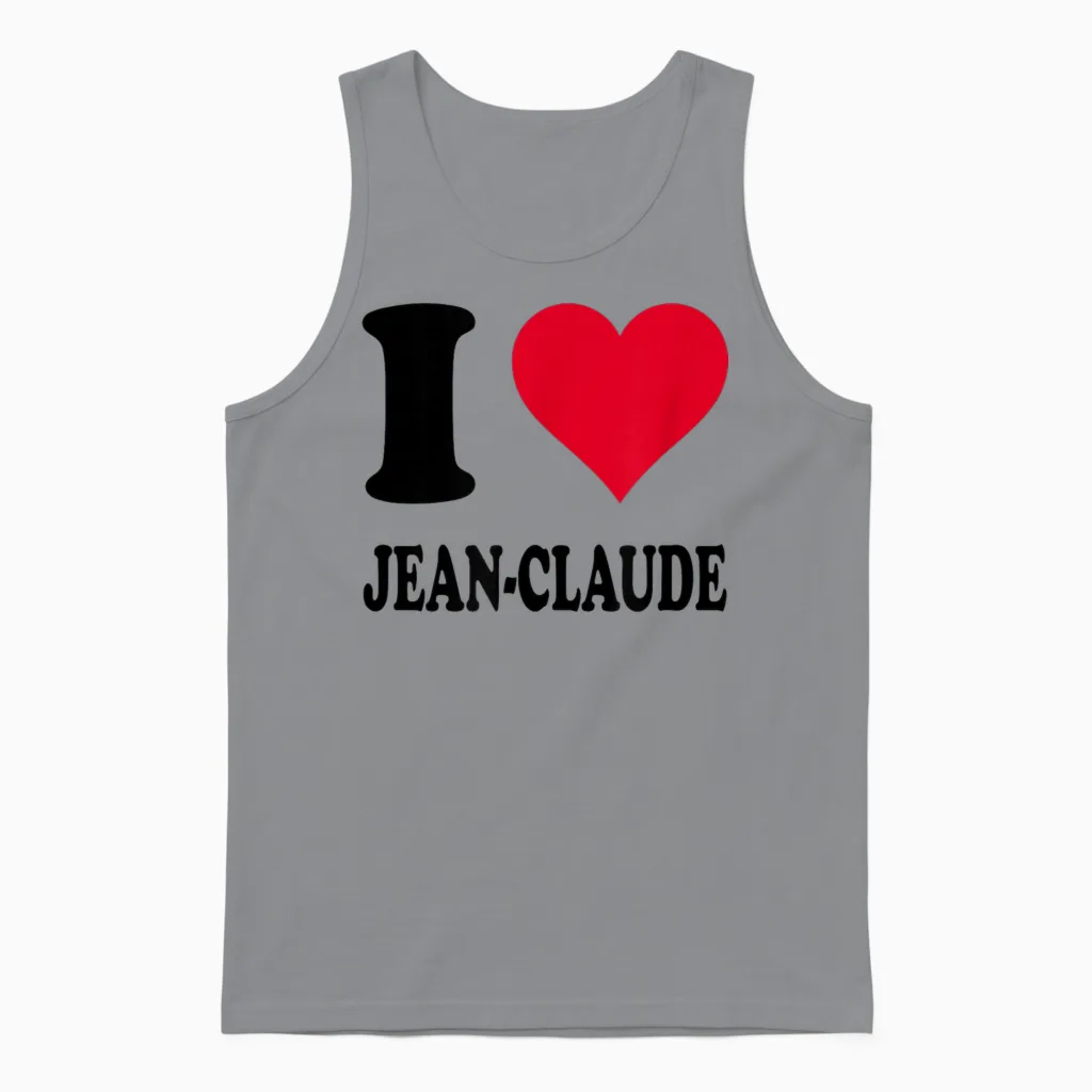 J'aime Jean-Claude T-Shirt, White, S Unisex Tank Top in Sport Grey