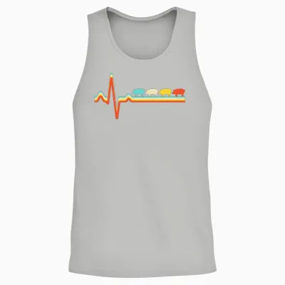 Pig Retro Heartbeat Unisex Tank Top - Ash