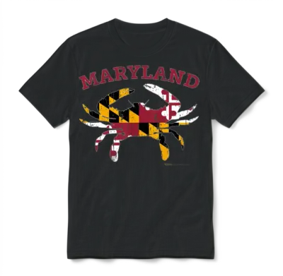 Maryland State Blue Crab Unisex T-Shirt - Black