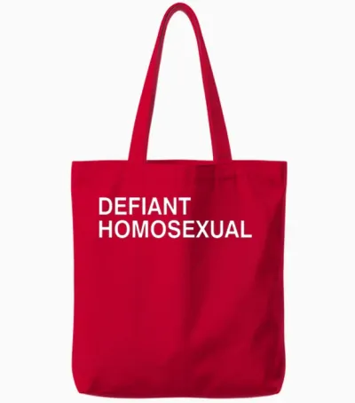 Defiant Homosexual Funny Apparel Tote Bags - Red