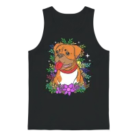 Cute Dog Pet Owner Dog Print Flower Boxer Dog Unisex Tank Top - Black – 1