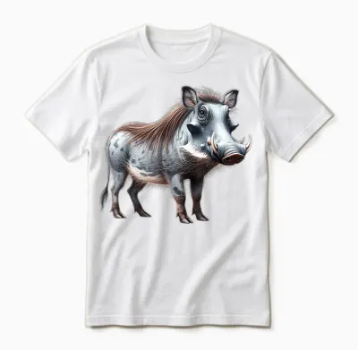 Warthog T-Shirt, Black, S Unisex T-Shirt - White