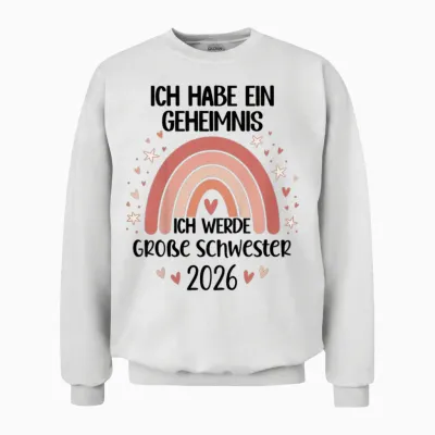 T-Shirt with German Text "ich Habe Ein Geheimnis Kinder Unisex Sweatshirt - White