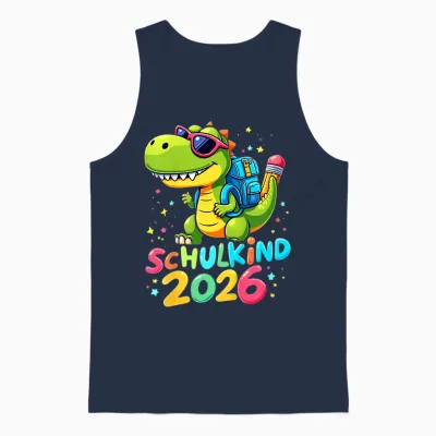 Schulkind 2026 Dino T-Rex Cool First Class Unisex Tank Top - Navy