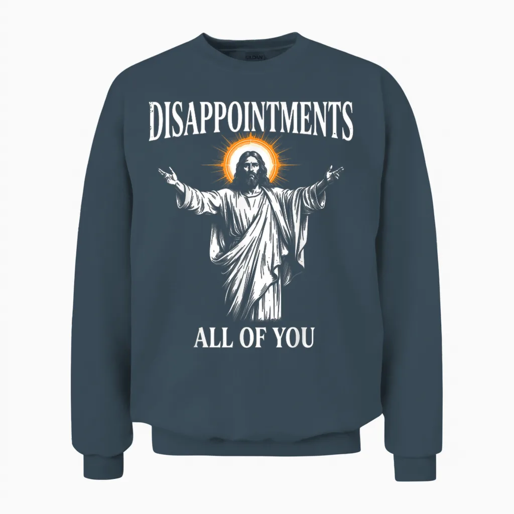 Disappointments All of You Jesus Christian Humor Unisex Sweatshirt in Dark Heather