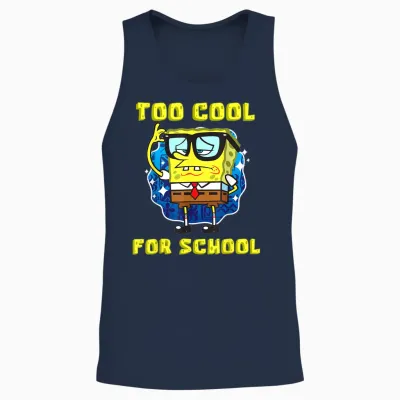 Mademark X Spongebob Squarepants - Spongebob Too Cool for School Wearing Glasses for Boys Girls Unisex Tank Top - Navy