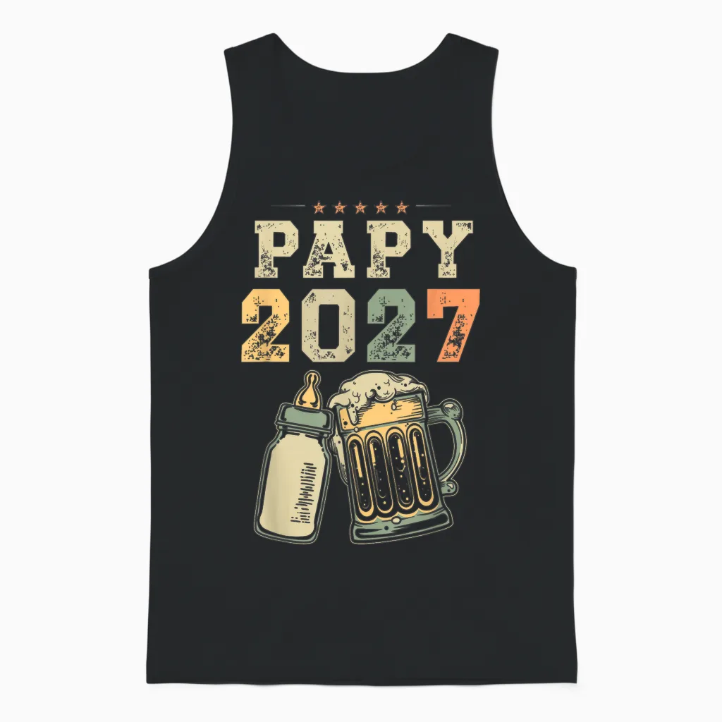 Nouveau Papy 2027 Futur Grand Père Naissance Annonce Unisex Tank Top in Black