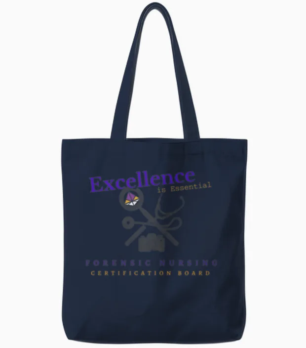 Excellence Is Essential Forensic Nursing Tote Bags in Navy
