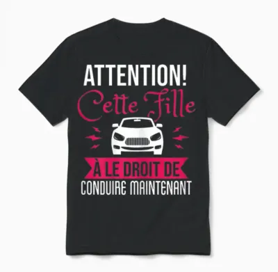 Driving Licence Gift Girl Humour Driving Car T-Shirt, Black Unisex T-Shirt - Black
