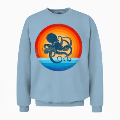 Octopus Retro Vintage Unisex Sweatshirt - Light Blue