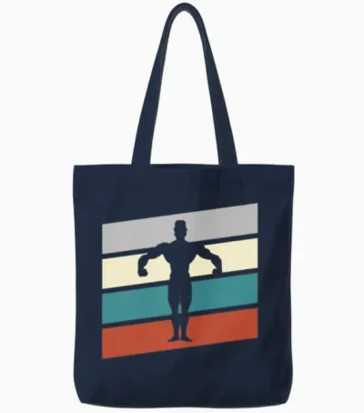 Body Building Retro Tote Bags - Navy