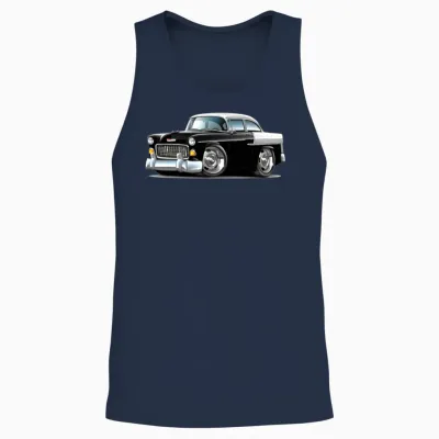 1955 Chevy Belair Black Car Unisex Tank Top - Navy
