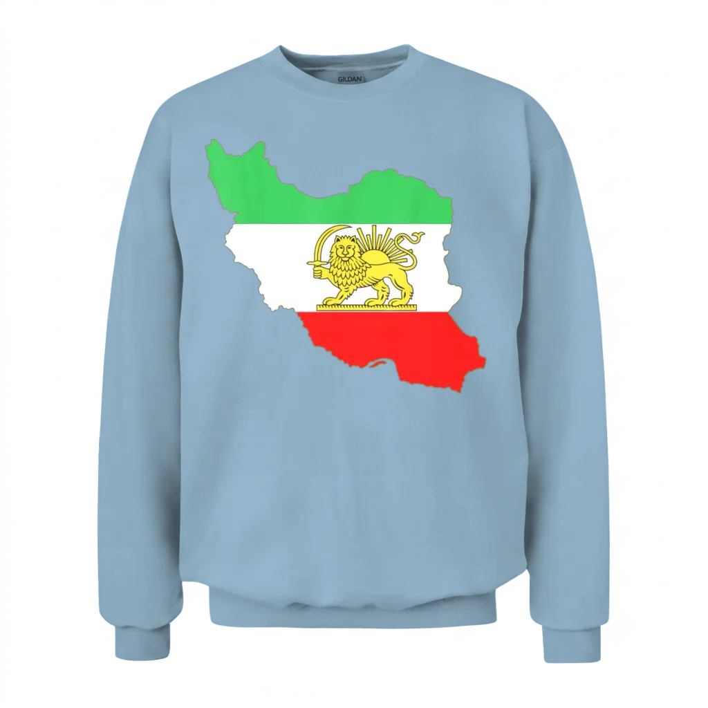Persian Lion & Iran Map β Wildlife Unisex Sweatshirt - Light Blue
