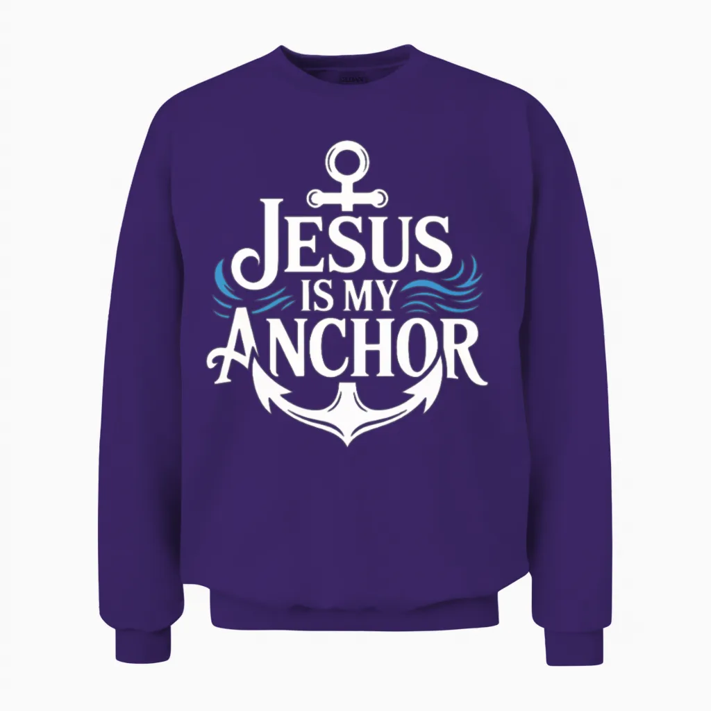 Jesus Is My Anchor Faith Christian & Gift Unisex Sweatshirt in Purple