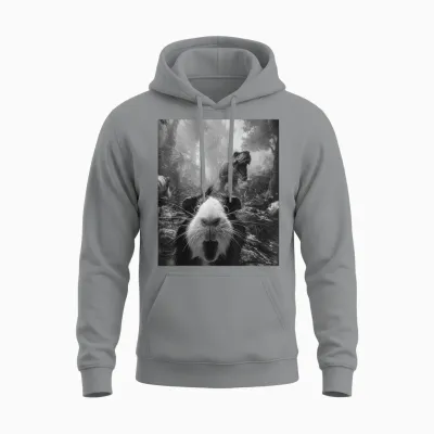 Lustiges Meerschweinchen-Selfie Mit T-Rex-Dinosaurier-Dino-Grafik Unisex Hoodie - Sport Grey