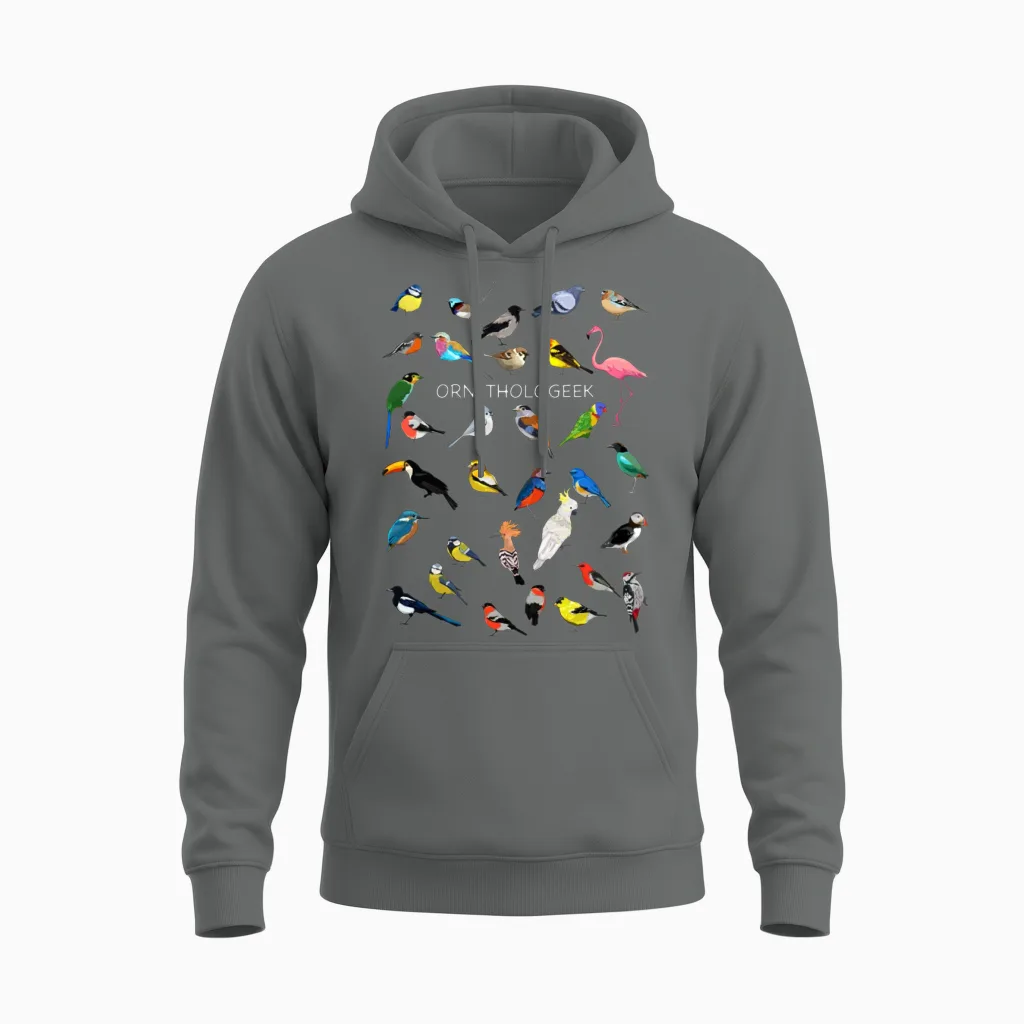 Ornithologeek Unisex Hoodie in Graphite Heather