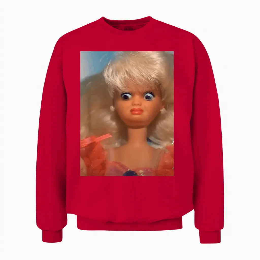 Disgusting Doll Meme Face - Memes & Humor Unisex Sweatshirt in Red