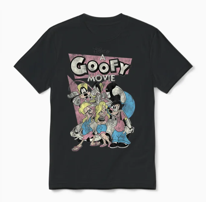 Disney a Goofy Movie T-Shirt, White, S Unisex T-Shirt in Black