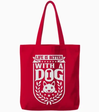Better with a Dog Tote Bags - Red