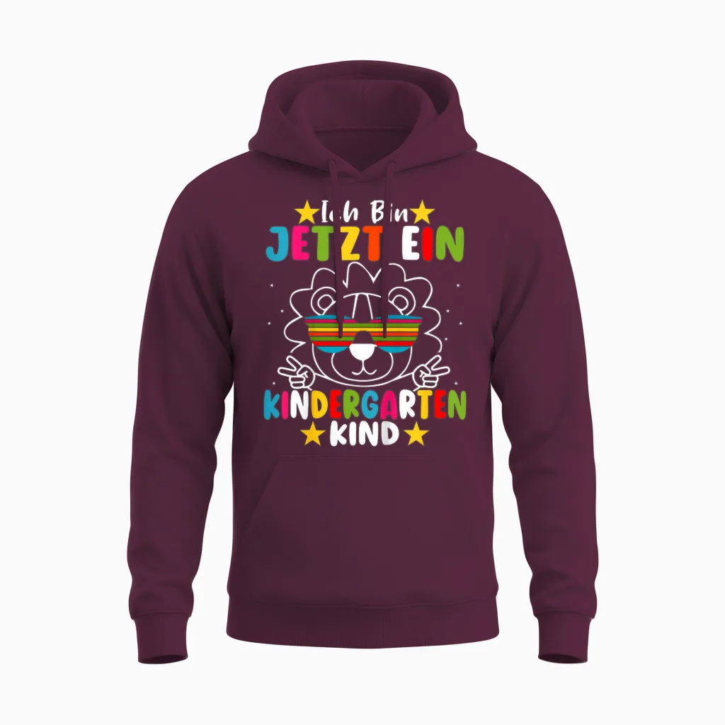 Kinder Ich Bin Jetzt Ein Kindergartenkind Kita Abgänger 2026 Löwe Unisex Hoodie in Maroon
