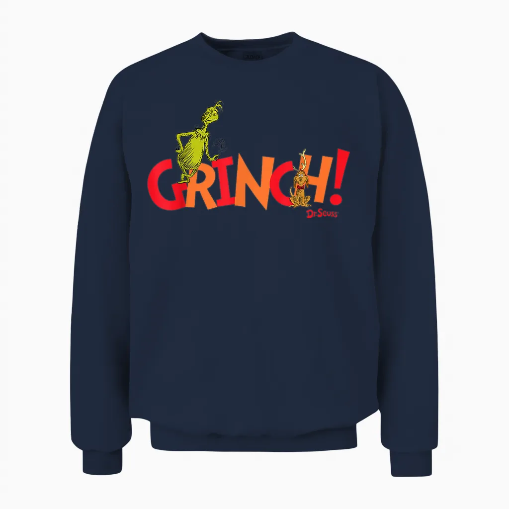 Dr. Seuss Grinch! with Max Unisex Sweatshirt in Navy