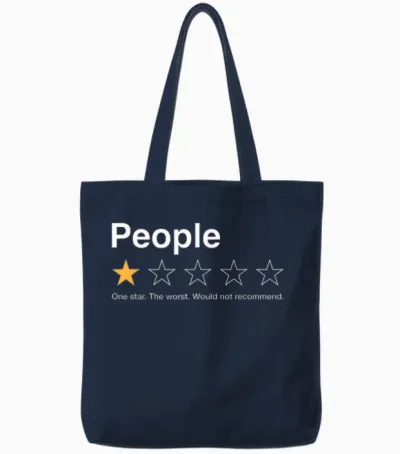 People One Star Rating Would Not Recommend Introvert Tote Bags - Navy