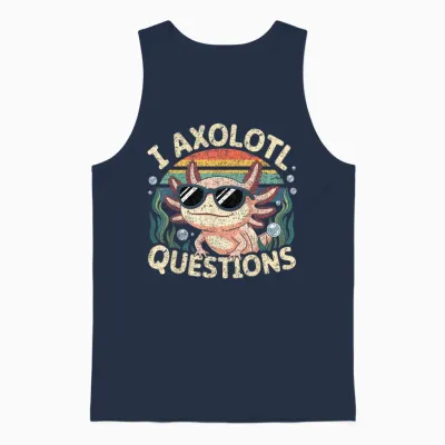 I Axolotl Questions Adults Youth Kids Retro Axolotl Unisex Tank Top - Navy
