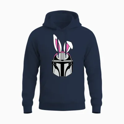 Amazon Essentials the Mandalorian Helmet Spring Easter Bunny Ears Unisex Hoodie - Navy