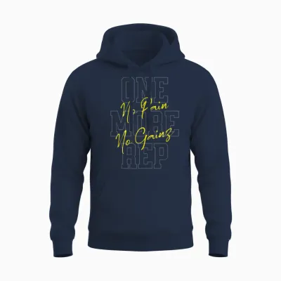 "one More Rep No Pain No Gainz Gym Fitness Top" T-Shirt, Black, S Unisex Hoodie - Navy