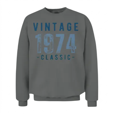 Vintage, 1974, Classic and Elegant Unisex Sweatshirt - Graphite Heather