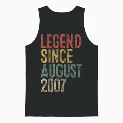 Legend 2007 18th Birthday Gifts for Boy Girl 18 Year Old Unisex Tank Top - Black